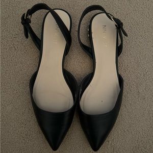 Nine West black pointed flats